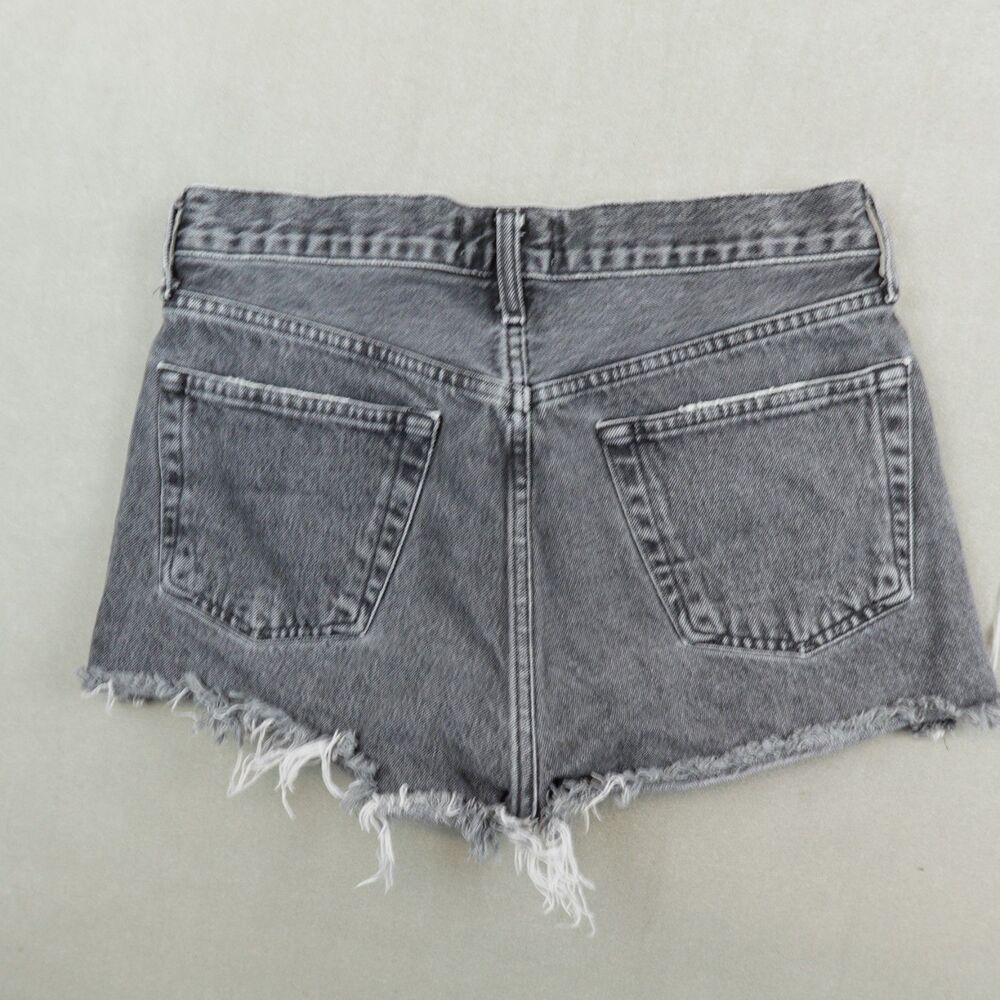 AGOLDE Parker Denim Shorts Cut Off Vintage High Rise Black Light Wash Size 27 - Picture 10 of 11
